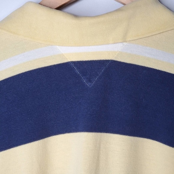 Tommy Hilfiger Striped Polo Shirt Navy Yellow XL - Picture 5 of 8
